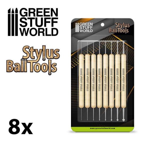 Green Stuff World - Sculpting Stylus Ball Tool Set (8 tools)