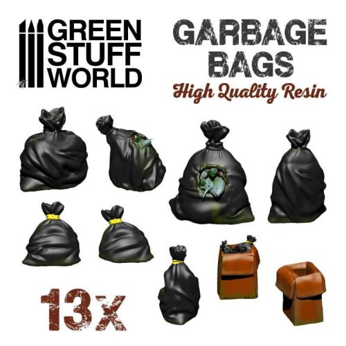 Green Stuff World - Resin Set: Garbage bags - 13 pcs (1:48 - 1:35)