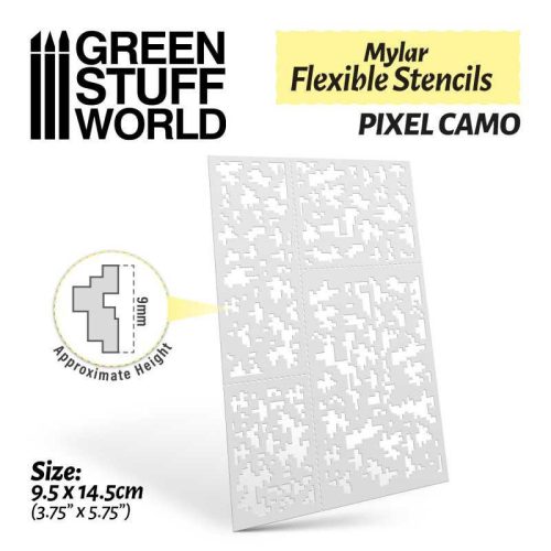 Green Stuff World - Flexible Stencils - Pixel CAMO (9mm aprox.)