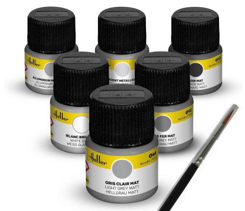 Heller - Colour Set Civil Aircraft Acrylic 6 x 12 ml + Brush