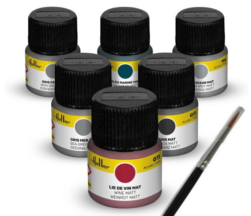 Heller - Colour Set Navy Acrylic 6 x 12 ml + Brush