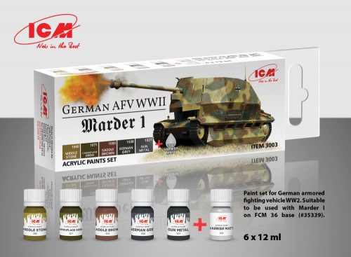 ICM - Acrylic paint set for German AFV WW2 (Marder I) 6  12 ml