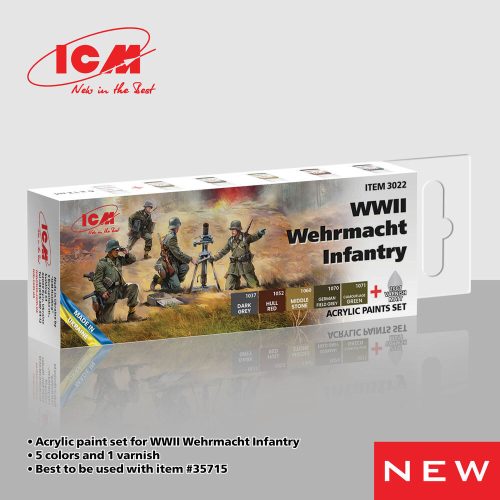 ICM - Acrylic Paint Set for WWII Wehrmacht Infantry 6 x 12 ml