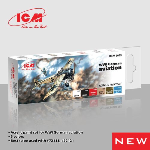 ICM - Acrylic Paint Set for WWI German aviations   6 x12 ml