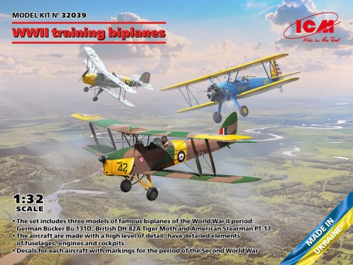 ICM - WWII training biplanes (Bücker Bü 131D, DH.82A Tiger Moth, Stearman PT-17)