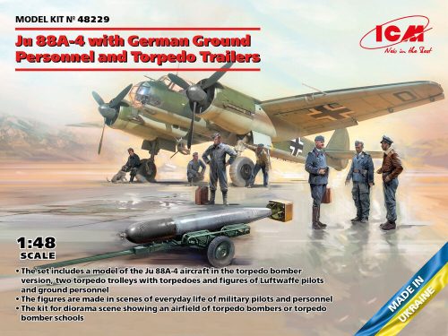 ICM - Ju 88A-4 with German Ground Personnel and Torpedo Trailers