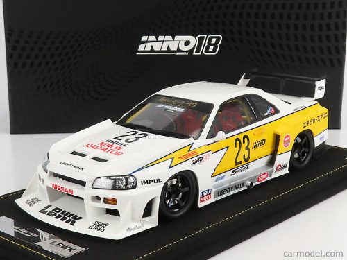 Inno-Models - Nissan Skyline Gt-R (R34) N 23 Lbwk Super Silhouette Hoshino Retro Livery 2007 White Yellow