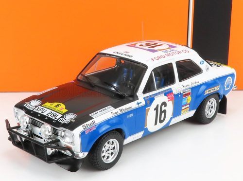 Ixo-Models - FORD ENGLAND ESCORT MKI RS 1600 (night version) N 16 RALLY SAFARI 1973 T.MAKINEN - H.LIDDON WHITE BLUE BLACK