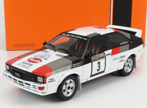 Ixo-Models - AUDI QUATTRO N 3 RALLY 1000 LAKES 1982 H.MIKKOLA - A.HERTZ WHITE GREY RED