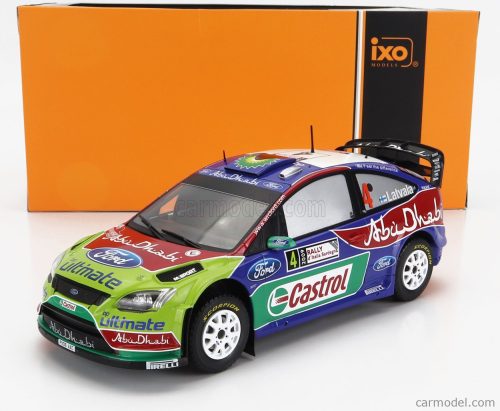 Ixomodels - Ford England Focus Rs Wrc09 N 4 Winner Rally Sardinia Italy 2009 J.M.Latvala - M.Anttila Blue Red Green