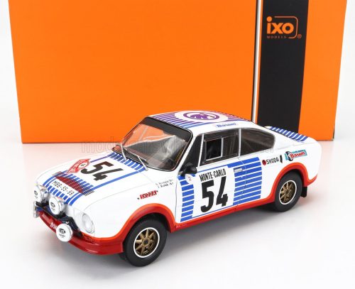 Ixo-Models - SKODA 130RS TEAM SKODA (night version) N 54 RALLY MONTECARLO 1977 SVATOPLUK KVAIZAR - JIRI KOTEK WHITE BLUE RED