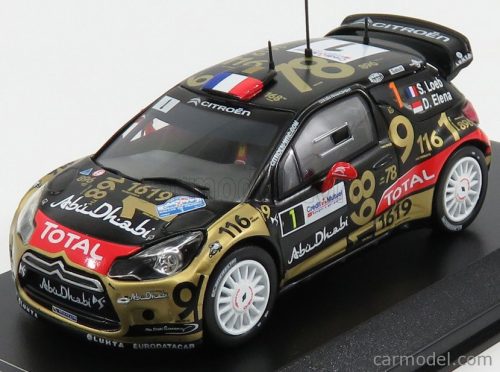 Ixo-Models - Citroen Citroen Ds3 Abu Dhabi Wrc N 1 Rally France 2013 S.Loeb - D.Elena Matt Black Gold Red