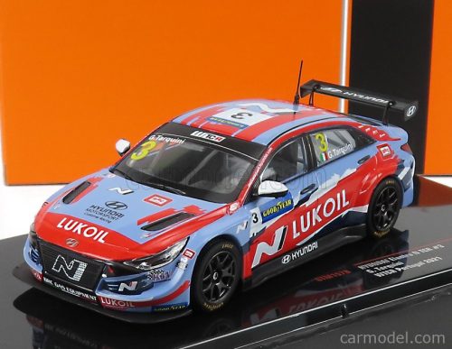 Ixo-Models - Hyundai Elantra N Tcr Team Lukoil N 3 Wtcr Portugal 2021 G.Tarquini Light Blue Red