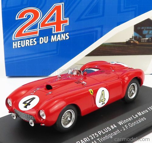 Ixo-Models - Ferrari 375 Plus 5.0L V12 Spider Team Scuderia Ferrari N 4 Winner 24H Le Mans 1954 M.Trintignant - J.F.Gonzales Red