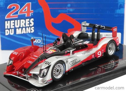 Ixo-Models - Audi R15 Tdi Plus 5.5L Turbo V10 Diesel Team Audi Sport North America N 9 Winner 24H Le Mans 2010 R.Dumas - T.Bernhard - M.Rockenfeller Red Black Silver