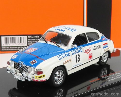 Ixo-Models - Saab 96 V4 N 18 Rally 1000 Lakes 1976 J.Vilkas - J.Soini White Blue