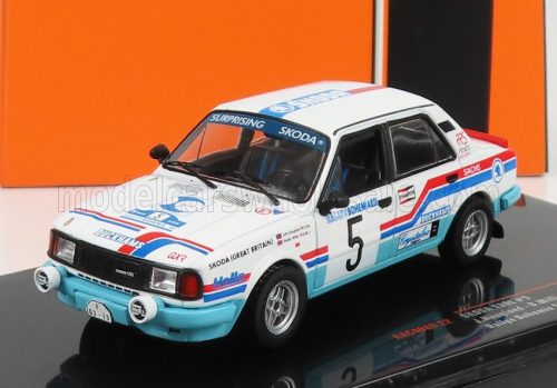 Ixo-Models - SKODA 130L TEAM SKODA GB N 5 RALLY BOHEMIA 1988 J.HAUGLAND - B.WILLIS WHITE LIGHT BLUE