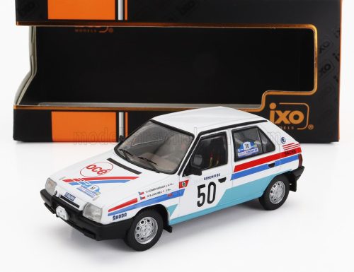 Ixo-Models - SKODA FAVORIT 136L N 50 RALLY BOHEMIA 1983 VLADIMIR BERGER - OTTO JAKUBEC WHITE LIGHT BLUE