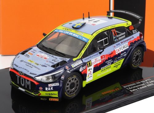 Ixo-Models - HYUNDAI i20 R5 N 11 RALLY POLEN 2022 T.KRISTENSSON - A.JOHANSSON LIGHT BLUE YELLOW RED BLACK