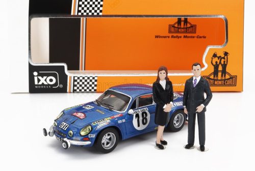 Ixo-Models - RENAULT ALPINE A110 1800S N 18 WINNER RALLY MONTECARLO 1973 WITH FIGURE J.C.ANDRUET - M.PETIT BLUE