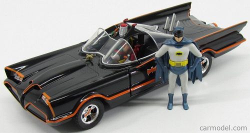 Jada - Batman Batmobile 1966 - Classic Tv Series With Figures Batman And Robin Black Red