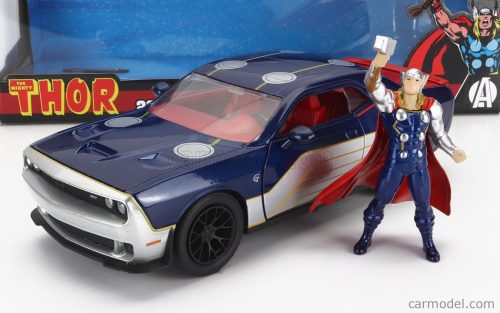 Jada - Dodge Challenger Srt8 With Thor Figure 2015 Blue Silver