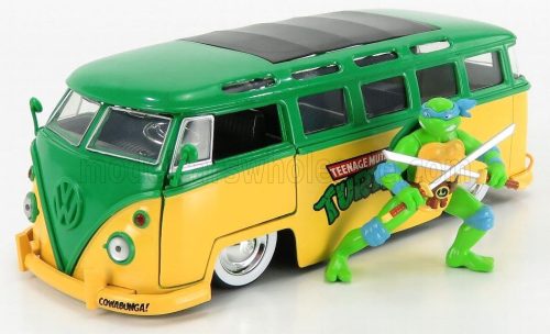 Jada - VOLKSWAGEN T1 MINIBUS 1962 - TMNT LEONARDO NINJA TURTLES - TARTARUGHE NINJA YELLOW GREEN