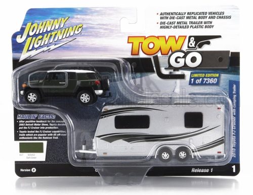 Johnny Lightning - TOYOTA FJ CRUISER 200 WITH ROULOTTE GREEN SILVER