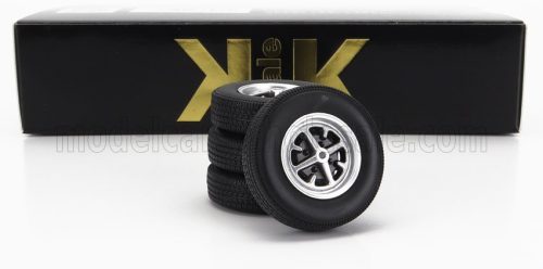 KK-Scale - ACCESSORIES SET 4X WHEELS AND RIMS FOR FORD TAUNUS GT COUPE 1971 BLACK SILVER