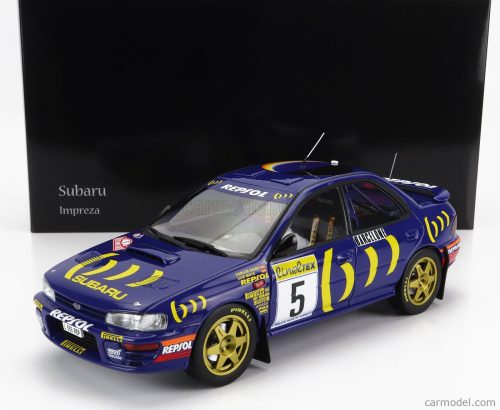 Kyosho - Subaru Impreza 555 Repsol N 5 Winner Rally Montecarlo 1995 C.Sainz - L.Moya Blue Yellow