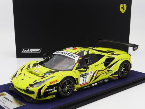 LookSmart - FERRARI 488 GT3 EVO 3.9L TURBO V8 TEAM IRON LYNX N 71 3rd 24h SPA 2022 ANTONIO FUOCO - DAVIDE RIGON - DANIEL SERRA - CON VETRINA - WITH SHOWCASE YELLOW BLACK