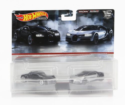 Mattel Hot Wheels - BUGATTI SET 2X VEYRON 2009 + BUGATTI CHIRON 2016 BLACK SILVER