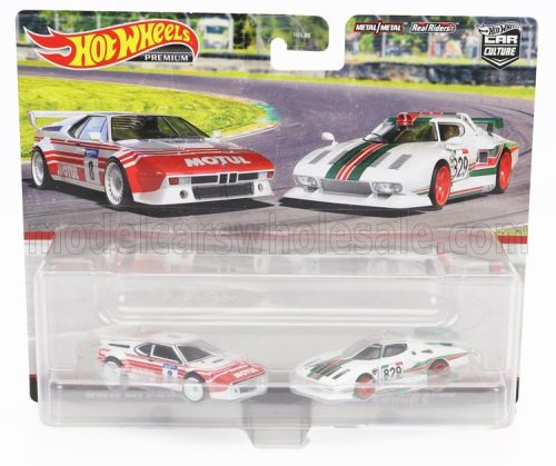 Mattel Hot Wheels - BMW SET 2X PM1 PROCAR N 8 RACING + LANCIA STRATOS N 829 RALLY 1977 WHITE RED GREEN