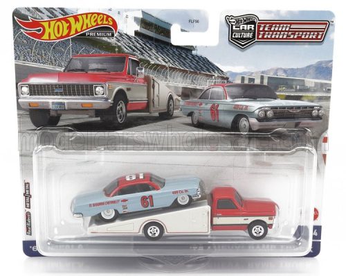 Mattel Hot Wheels - CHEVROLET RAMP TRUCK CAR TRANSPORTER WITH IMPALA N 61 RACING 1961 VARIOUS