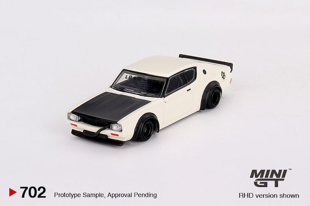 Minigt - 1:64 Nissan Skyline Kenmeri Liberty Walk White 1973 (RHD) - MINI GT  - Megamodell.eu