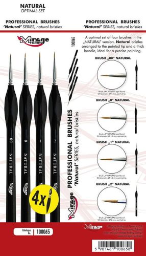 Mirage Hobby - MIRAGE BRUSH OPTIMAL SET of NATURAL [4 x Natural Brush: 00, 0, 1, 2]