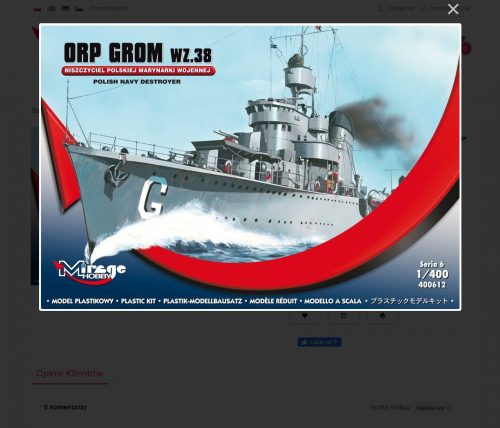 Mirage Hobby - ORP GROM WZ.38, Polish Navy Destroyer