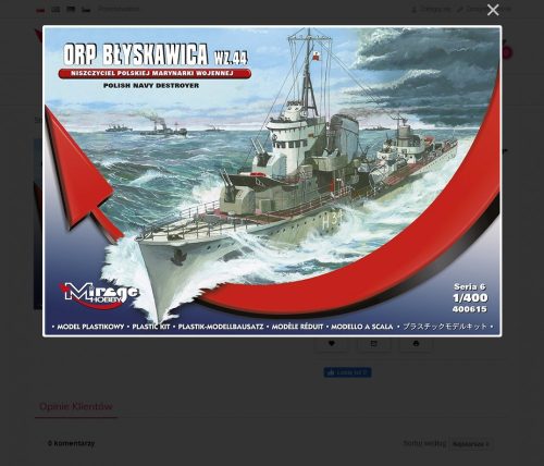 Mirage Hobby - Polish Navy Destroyer ORP Blyskawica Wz.44