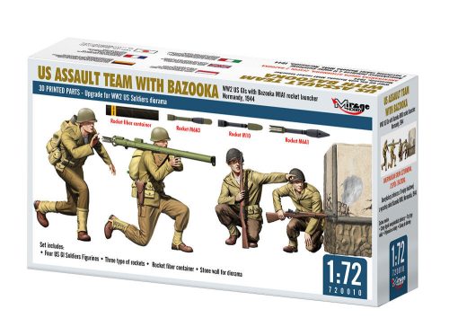 Mirage Hobby - US ASSAULT TEAM WITH BAZOOKA, WW2 US GIs with Bazooka M1A1 rocket launcher Normandy, 1944