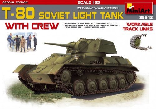 MiniArt - T-80 Soviet Light Tank withCrew.Special Edition