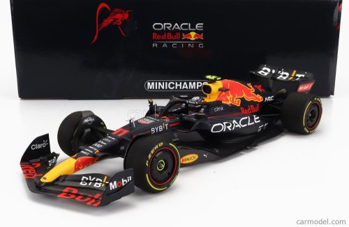 Minichamps - Red Bull F1  Rb18 Team Oracle Red Bull Racing N 11 Winner Monaco Gp With Intermediate Tires 2022 Sergio Perez Matt Blue Yellow Red