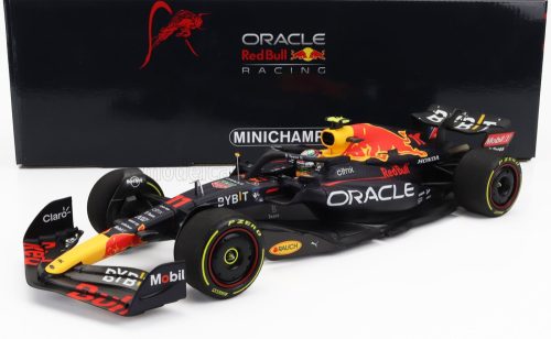 Minichamps - RED BULL F1  RB18 TEAM ORACLE RED BULL RACING N 11 3rd ABU DHABI GP 2022 SERGIO PEREZ MATT BLUE YELLOW RED