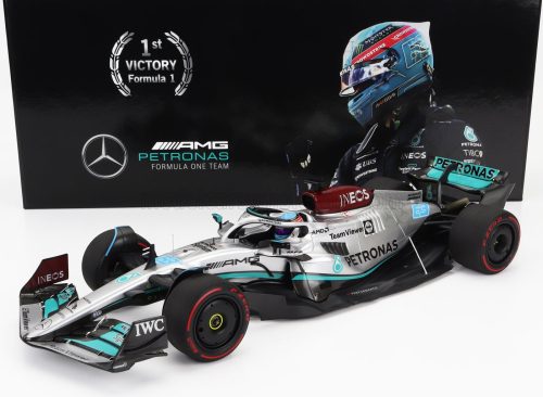 Minichamps - MERCEDES GP F1 W13E TEAM MERCEDES-AMG PETRONAS F1 N 63 (first f1 win) WINNER BRAZILIAN GP 2022 GEORGE RUSSEL SILVER GREEN