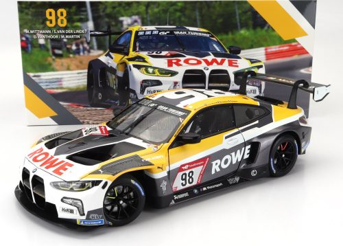 Minichamps - BMW 4-SERIES M4 GT3 TEAM ROWE RACING N 98 2nd 24h NURBURGRING 2023 MARCO WITTMANN - SHELDON VAN DER LINDE - DRIES VANTHOOR - MAXIME MARTIN WHITE GREY YELLOW