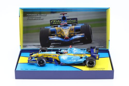 Minichamps - RENAULT F1  R25 TEAM MILD SEVEN RENAULT N 1 WORLD CHAMPION 2nd BRITISH SILVERSTONE GP 2005 FERNANDO ALONSO LIGHT BLUE YELLOW