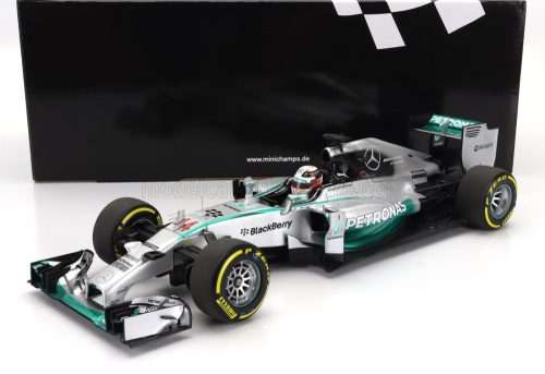 Minichamps - MERCEDES GP F1  MGPW05 HYBRID TEAM AMG PETRONAS N 44 WORLD CHAMPION SEASON 2014 LEWIS HAMILTON SILVER GREEN