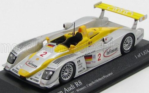 Minichamps - AUDI R8 TEAM INFINEON N 2 WINNER 12h SEBRING 2002 CAPELLO - HERBERT - PESCATORI SILVER YELLOW