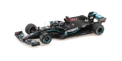 Minichamps - MERCEDES GP  F1  W11 EQ PERFORMANCE TEAM AMG PETRONAS MOTORSPORT N 44 WORLD CHAMPION WINNER SILVERSTONE BRITISH GP (with flat tire) 2020 LEWIS HAMILTON BLACK GREEN