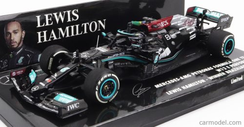 Minichamps - Mercedes Gp F1 W12 Mercedes M12 Eq Power+ Team Amg Petronas Motorsport Formula One N 44 Winner Brazilian Gp (With Flag) 2021 Lewis Hamilton Black Green