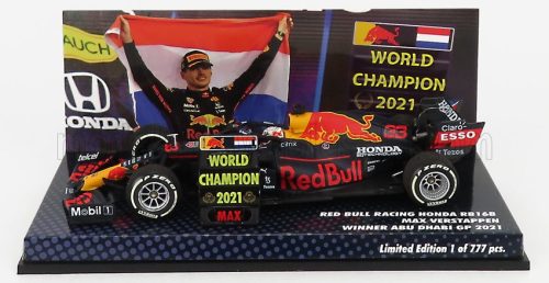 Minichamps - RED BULL F1  RB16B HONDA RA620H TEAM ASTON MARTIN N 33 WINNER ABU DHABI GP WITH PIT BOARD WORLD CHAMPION 2021 MAX VERSTAPPEN MATT BLUE YELLOW RED